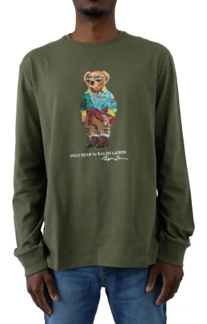 Polo Ralph Lauren Long Sleeve Jersey Shirt - Dark Sage with Expedition Polo Bear