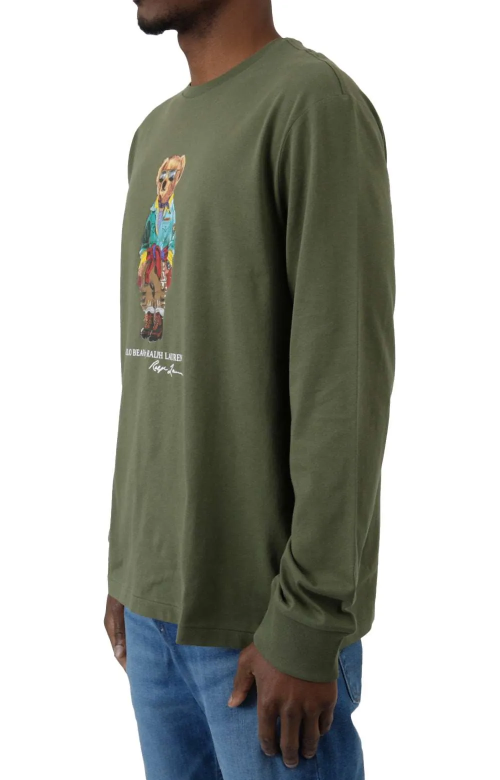 Polo Ralph Lauren Long Sleeve Jersey Shirt - Dark Sage with Expedition Polo Bear