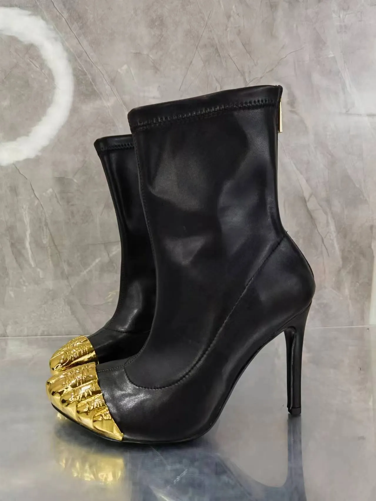 Pre Order:  Gold Toe High Slim Heel Boots