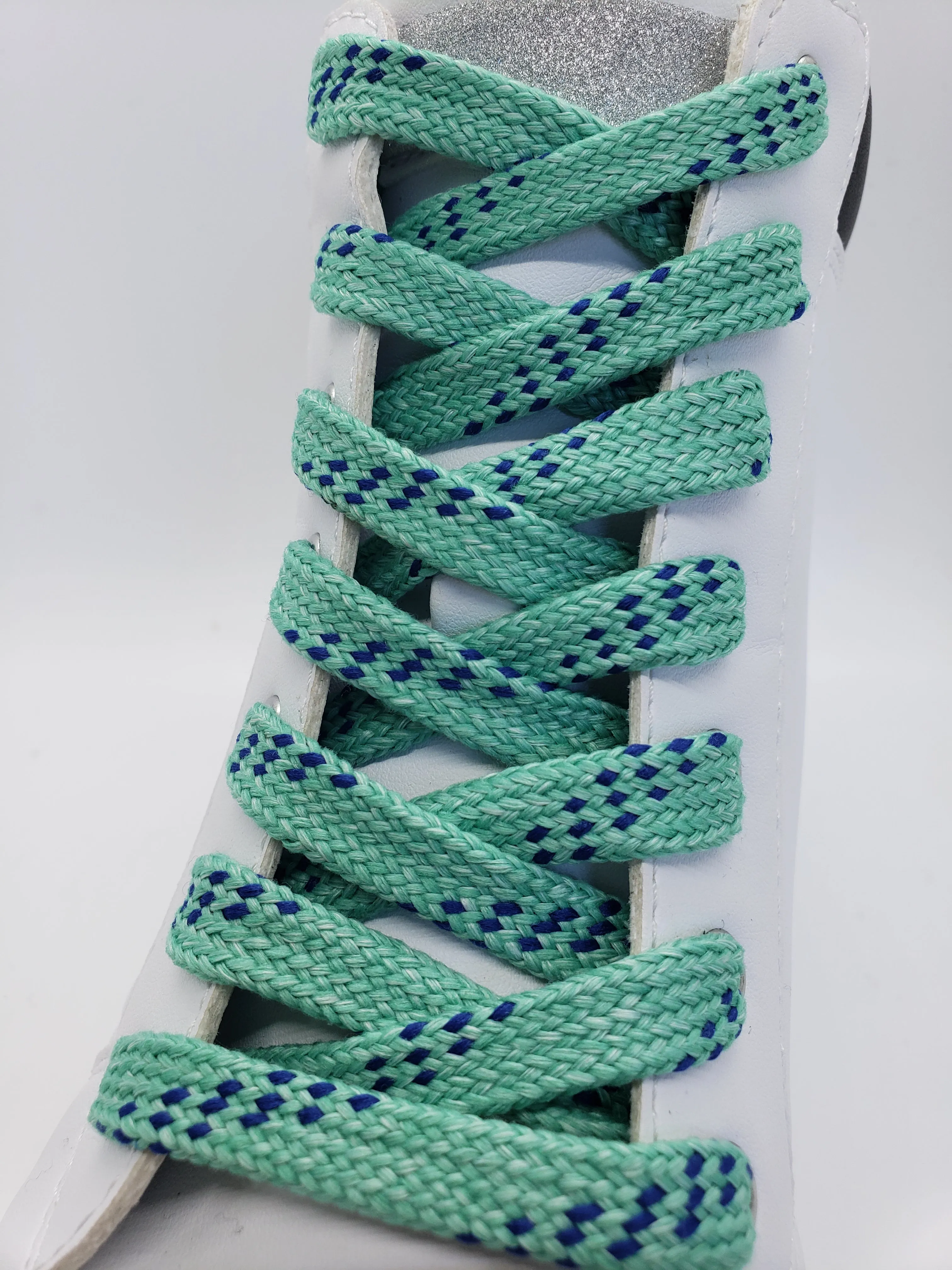 Premium Sport Laces - Frost Green with Royal Blue Accents