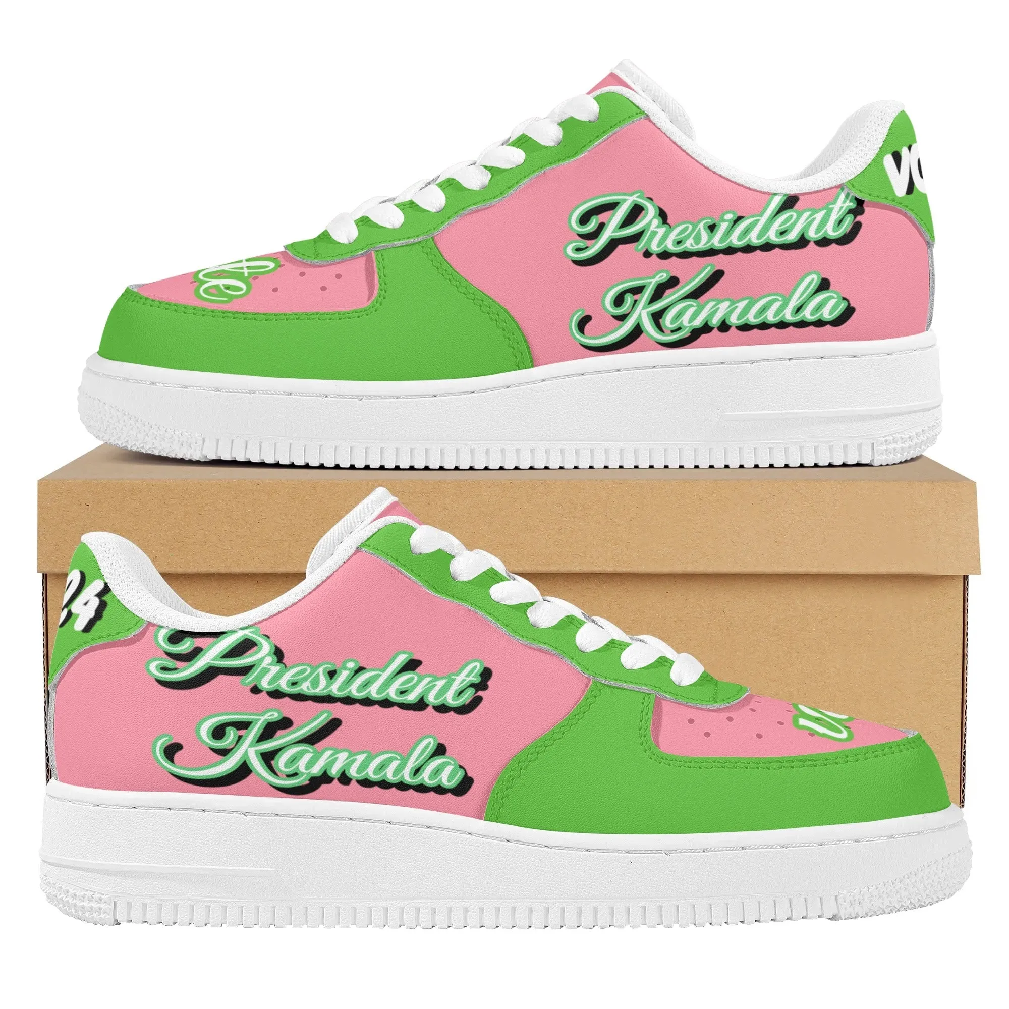 President Kamala 2024-Womens Low Top Leather Sport Sneakers