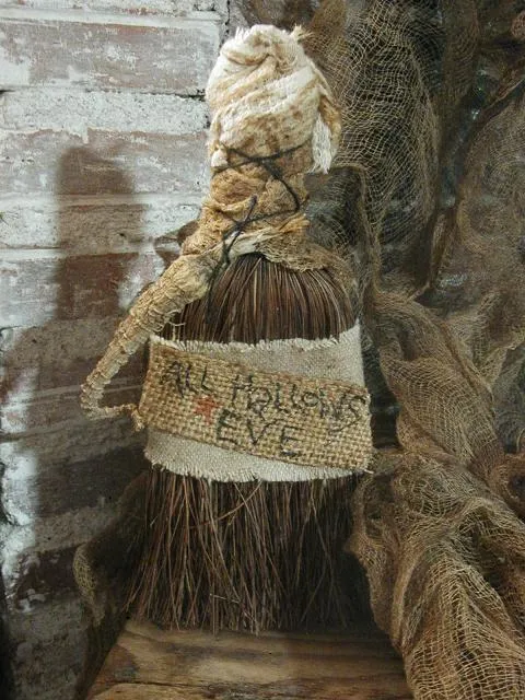 Primitive Halloween Cheesebox Whisk Broom 1911 Bone Chilling Fertilizer Booklet Pumpkin Gathering