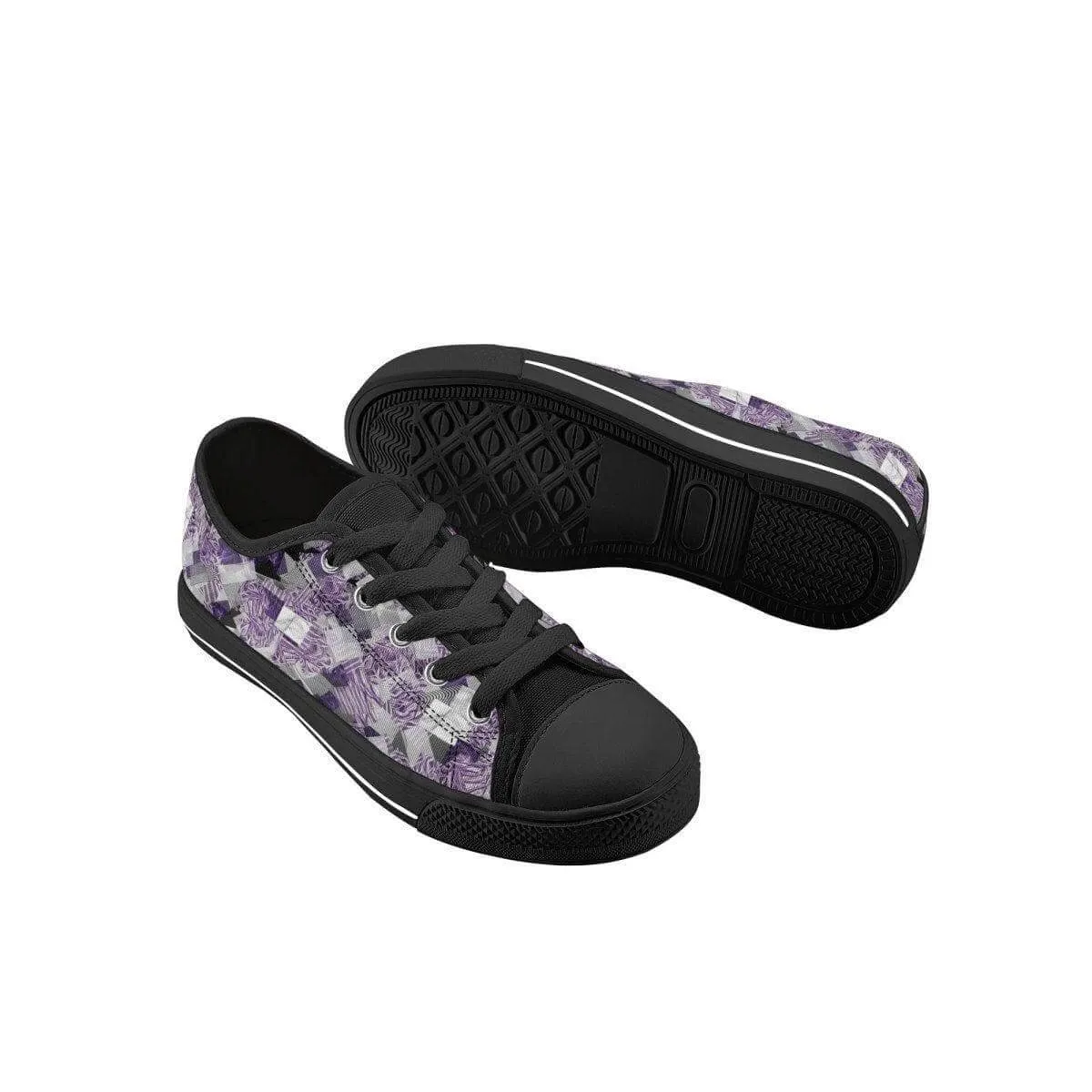 Purple and White Low Top Shoes