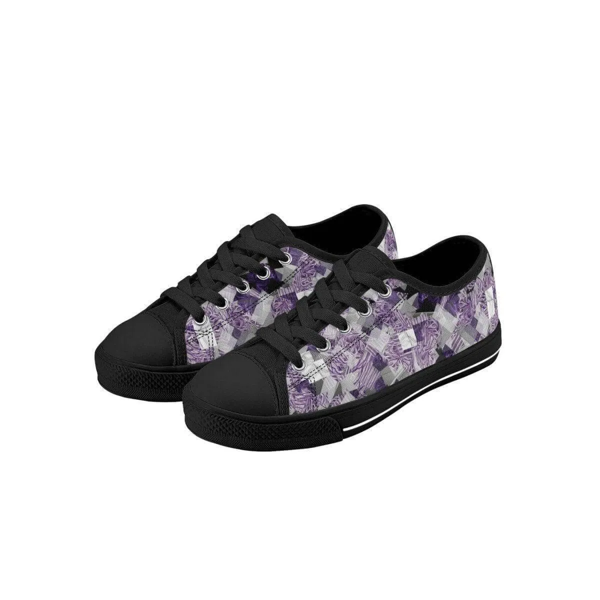 Purple and White Low Top Shoes