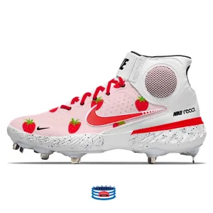 "Strawberry" Nike Alpha Huarache Elite 3 Mid Cleats by Stadium Custom Kicks