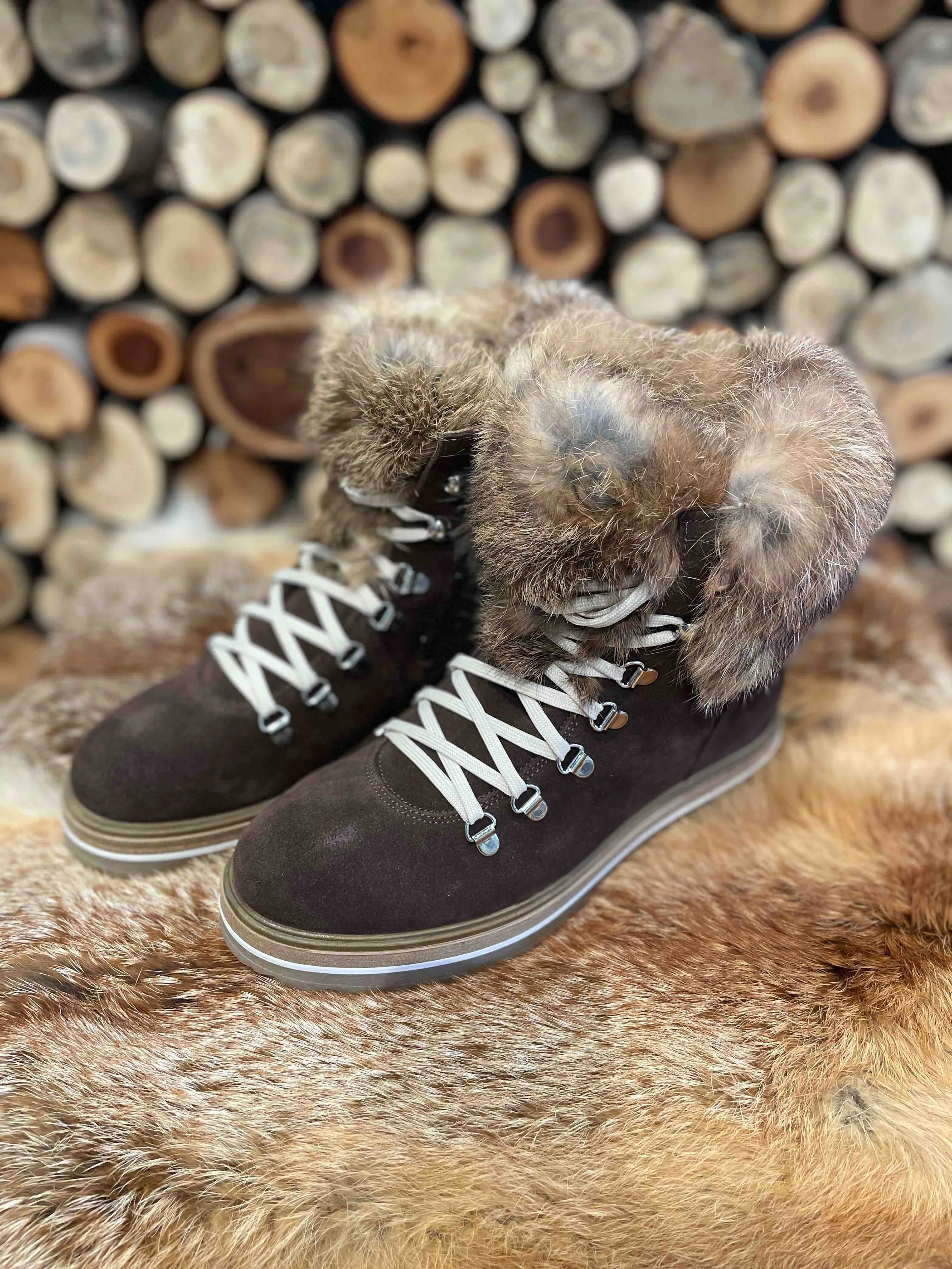 Rabbit Fur Zip Ankle Boot