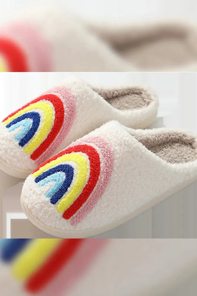 Rainbow Knit Cozy Slippers