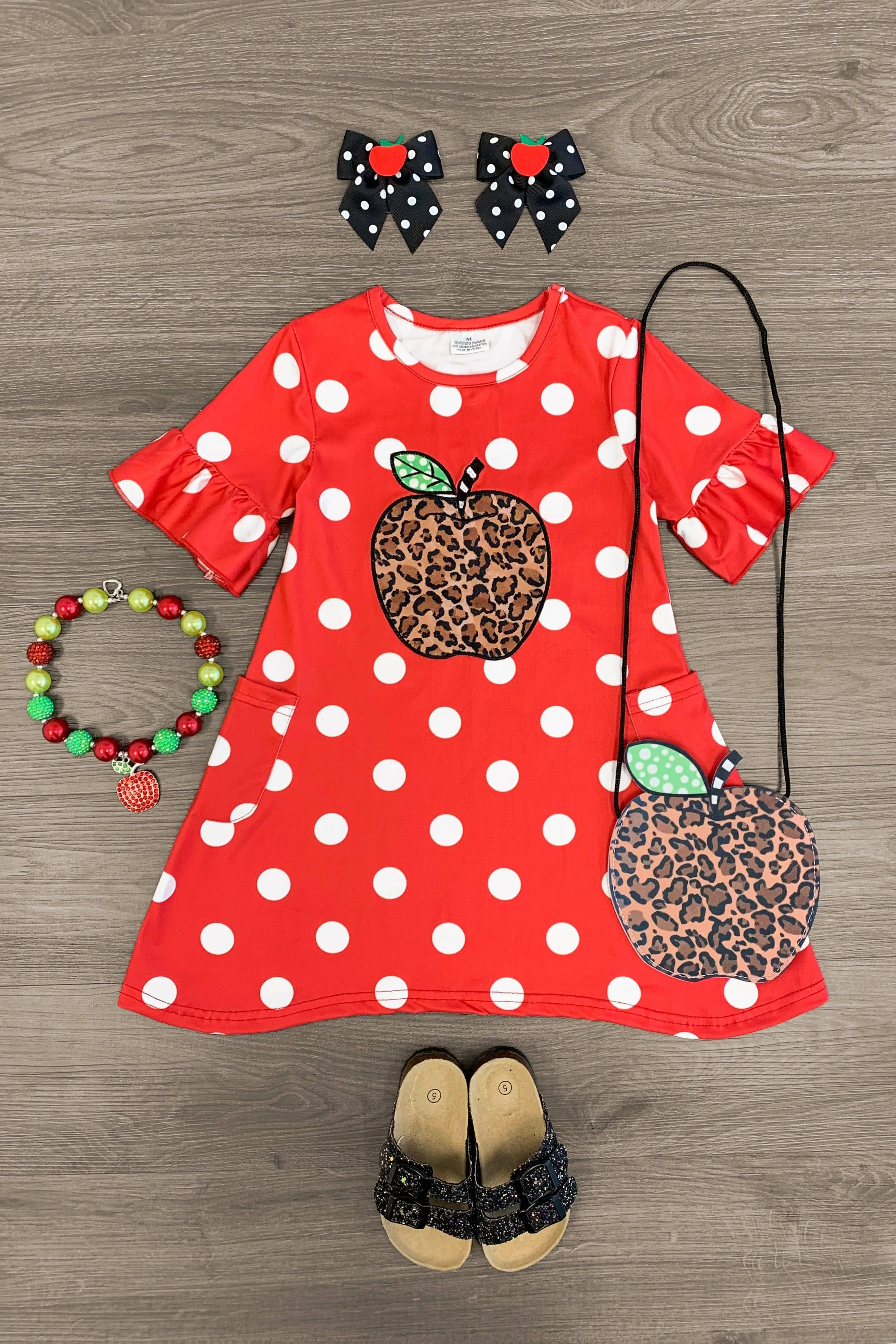 Red Polka Dot Cheetah Apple Dress