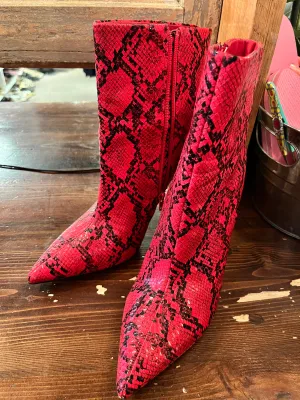 Red Snakeskin Boots (Size 11)