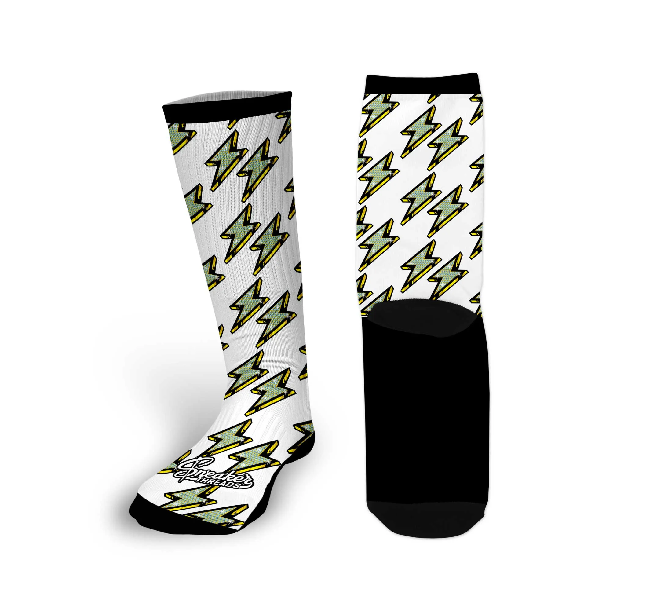 Retro 4 Yellow Thunder Bolt Socks