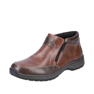 Rieker 03352-24 Mens Brown Leather Twin Zip Ankle Boots