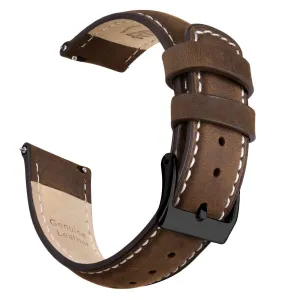 Ritche Classic Dark Brown Leather Watch Bands - White Stitching