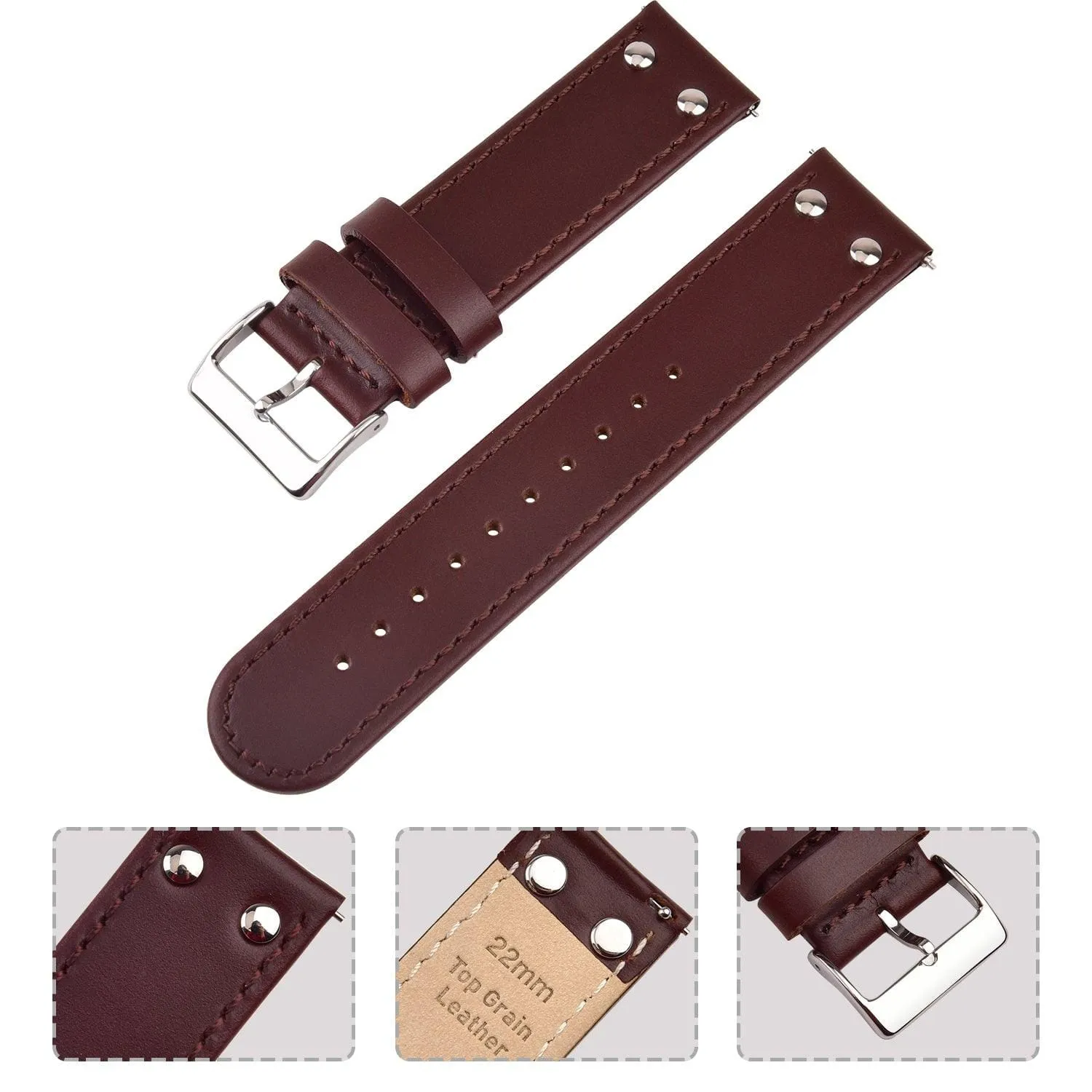 Ritche Pilot Dark Brown Leather Watch Band