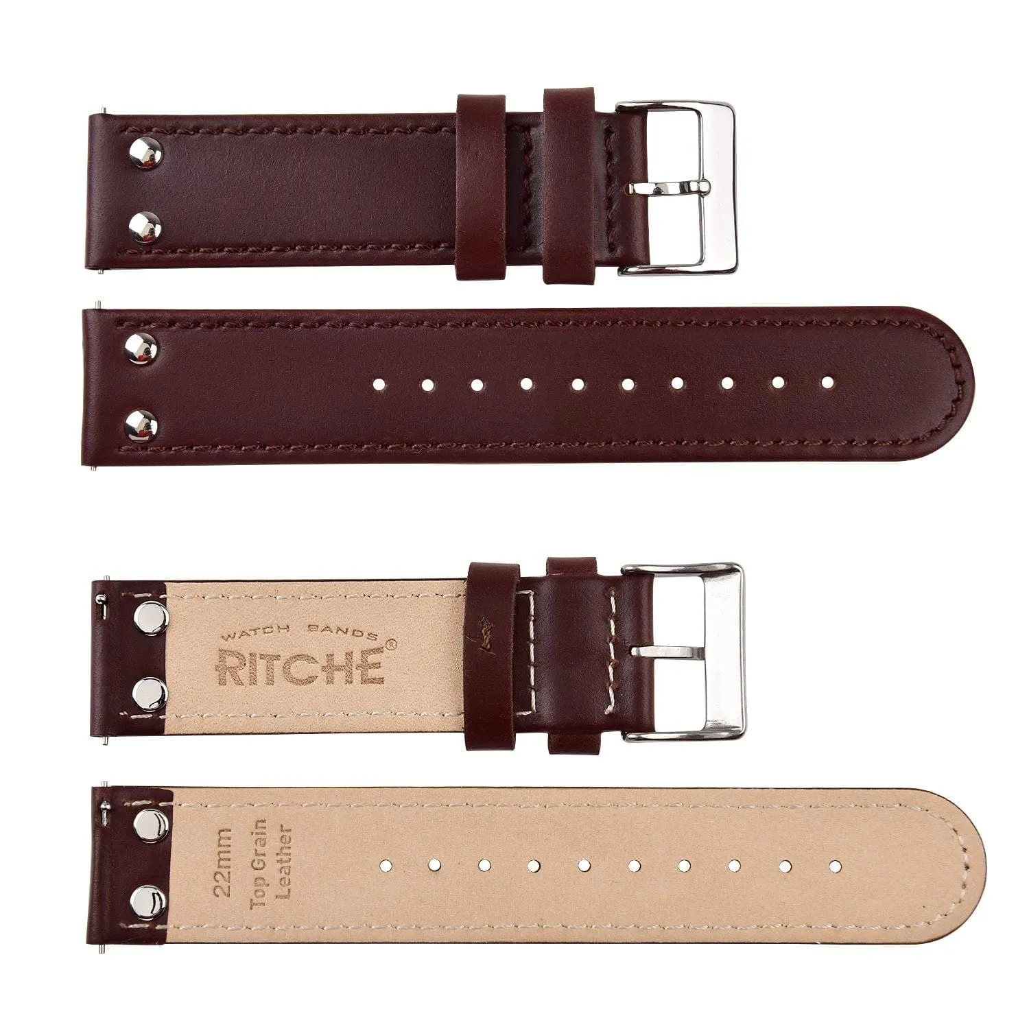 Ritche Pilot Dark Brown Leather Watch Band