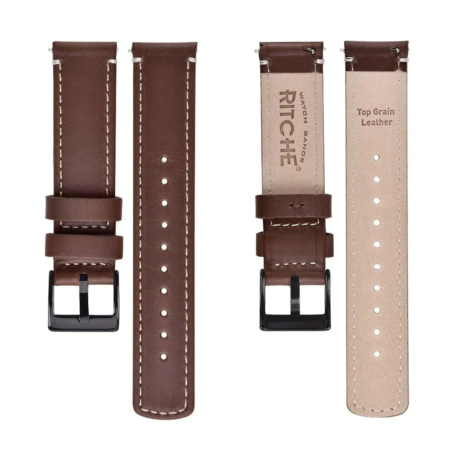 Ritche Top Grain Dark Brown Leather Watch Band