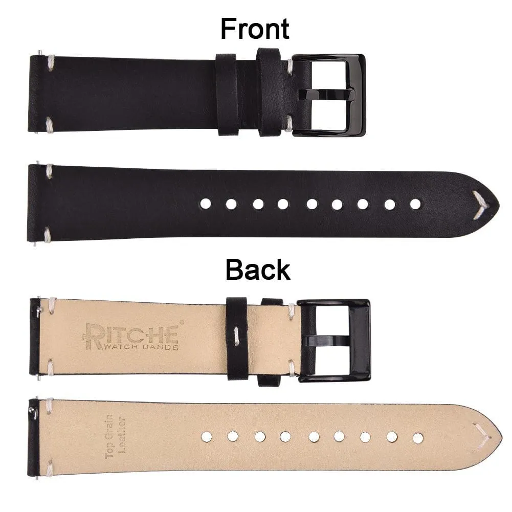 Ritche Vintage Black Leather Watch Bands