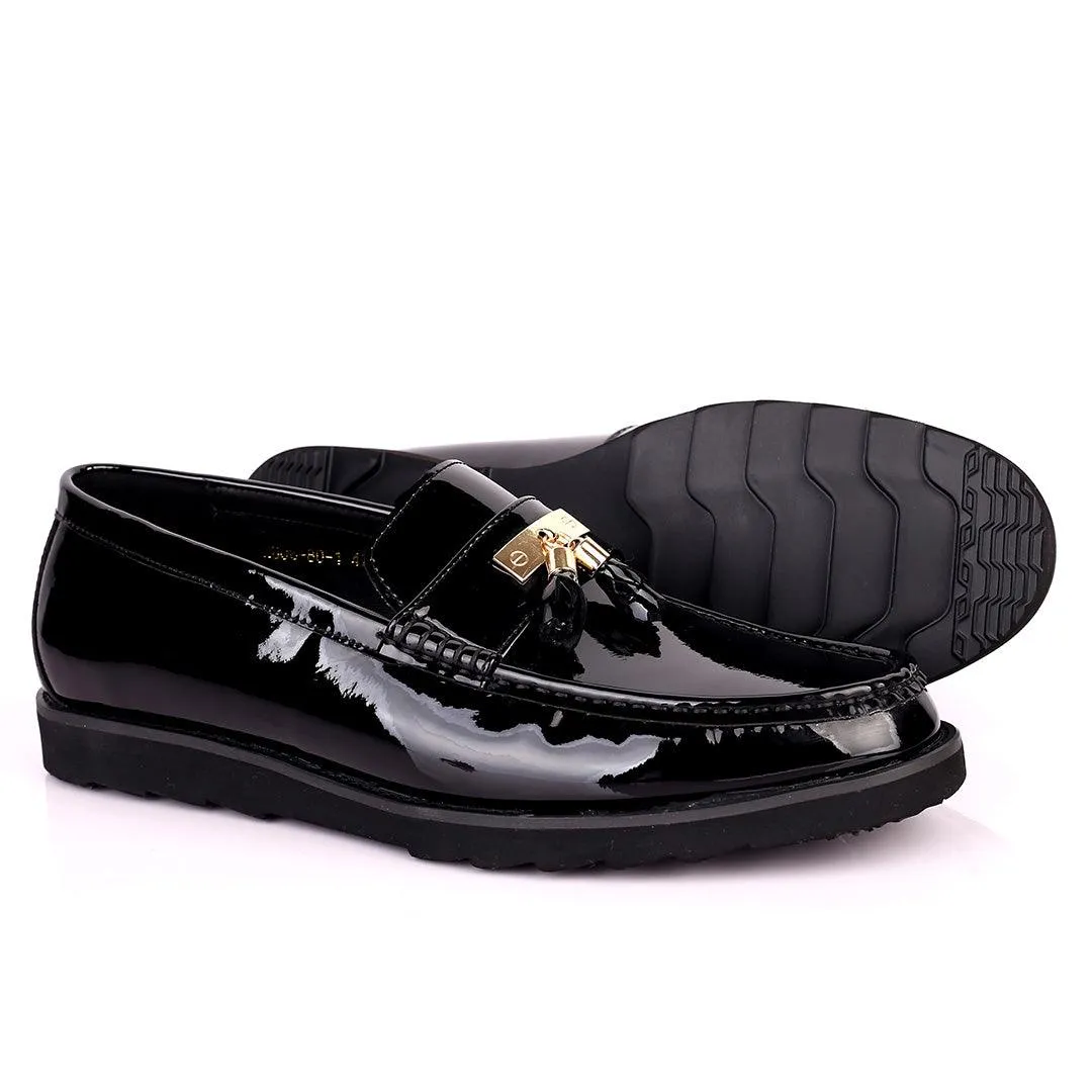 Salva Tassel Designed Glossy Leather Shoe - Black