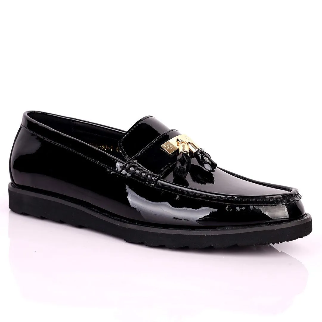 Salva Tassel Designed Glossy Leather Shoe - Black