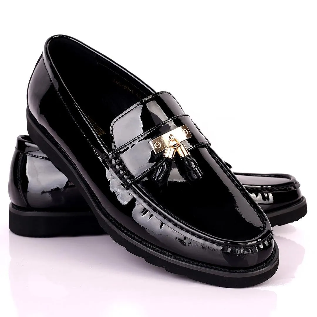 Salva Tassel Designed Glossy Leather Shoe - Black