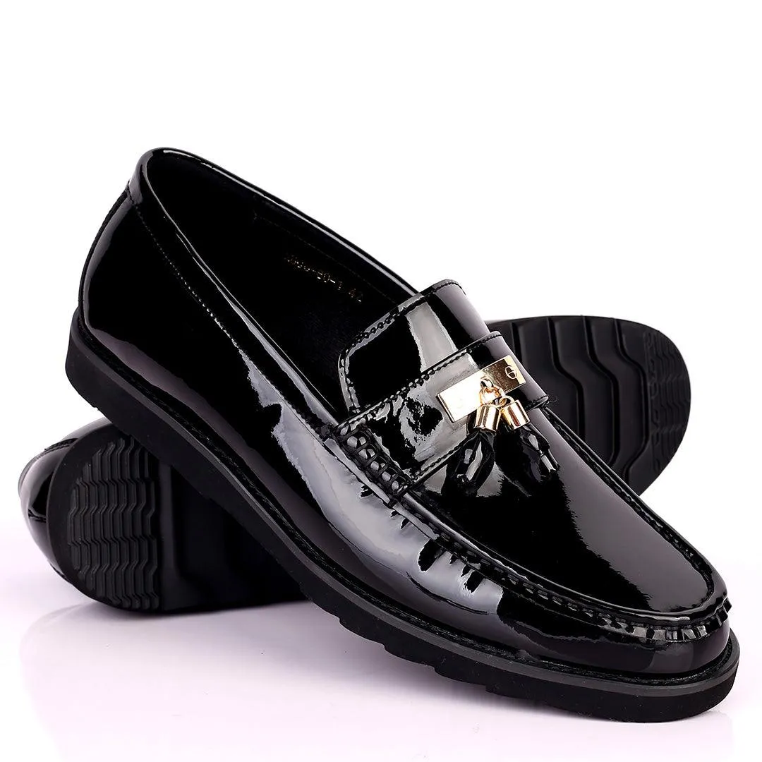 Salva Tassel Designed Glossy Leather Shoe - Black