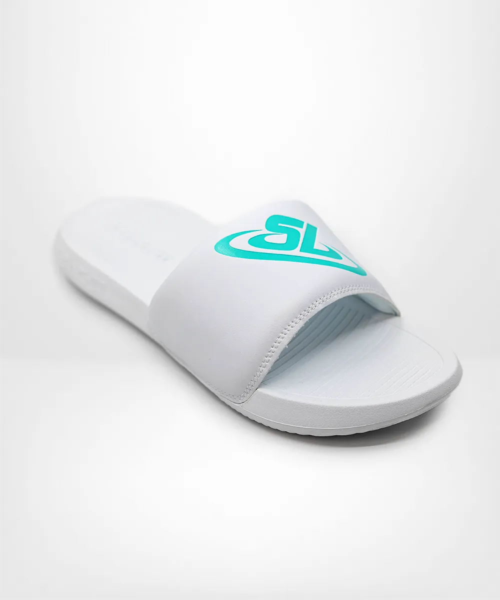 ScrapLife Sport Slides - White With Tiffany Logo Wrestling Shoes