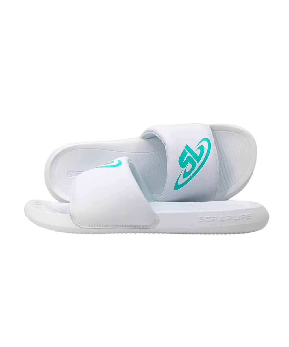 ScrapLife Sport Slides - White With Tiffany Logo Wrestling Shoes