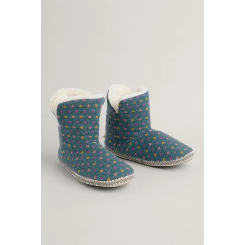 Seasalt Ladies Snooze Slipper Booties Confetti Dusky Jade