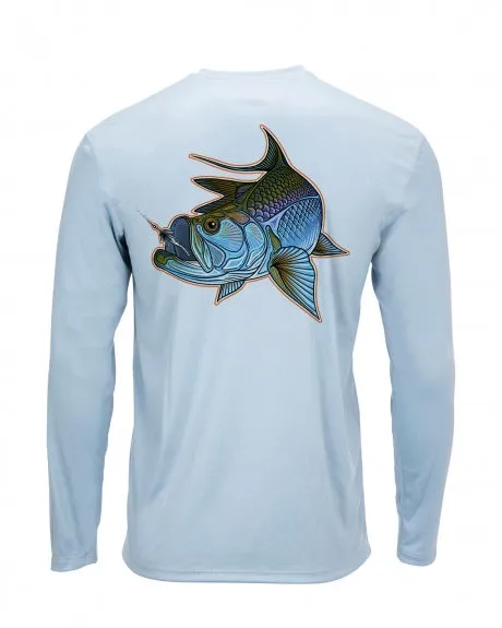 Simms Men's Solar Tech LS Tee/ Tarpon Turn Blue Steel