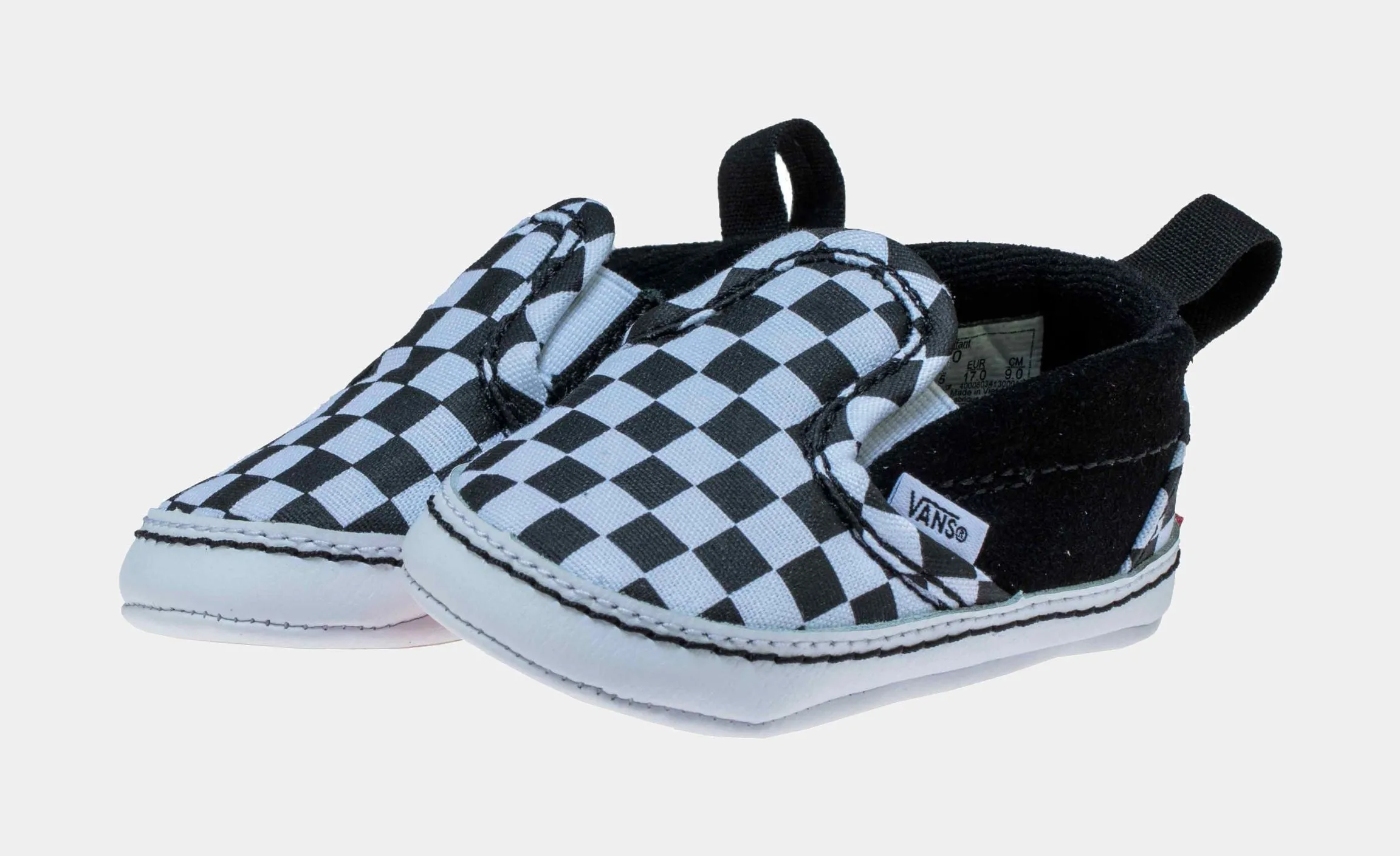 Slip On V Crib Infant Skate Shoes (Black/White)