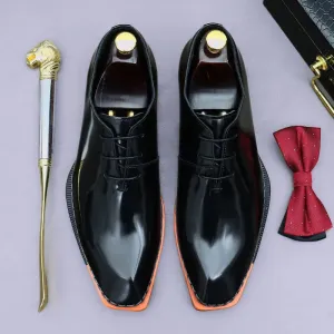 Small Square Toe Genuine Leather Dress Shoes