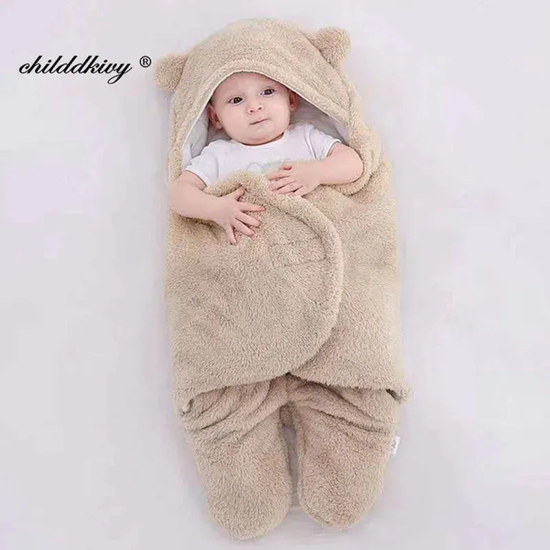 Soft Newborn Baby Wrap Blankets Baby Sleeping Bag Envelope for Newborn Sleepsack Thicken Cocoon for Baby 0-9 Months