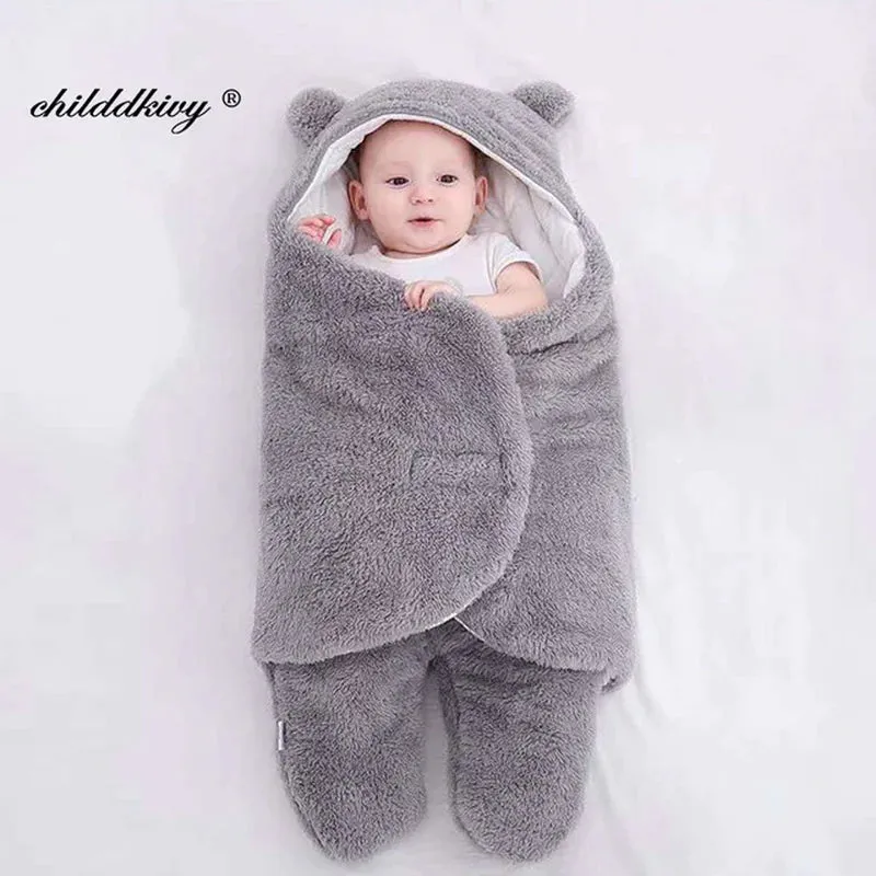 Soft Newborn Baby Wrap Blankets Baby Sleeping Bag Envelope for Newborn Sleepsack Thicken Cocoon for Baby 0-9 Months