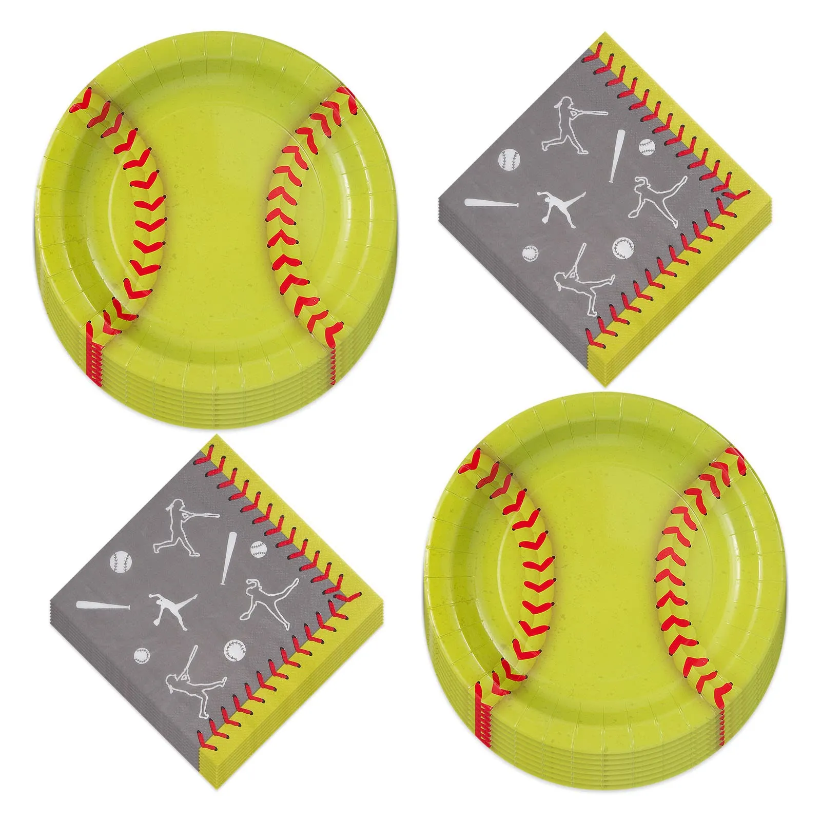 Softball Party Supplies Sports Team Paper Dinner Plates and Lunch Napkins (Serves 16)