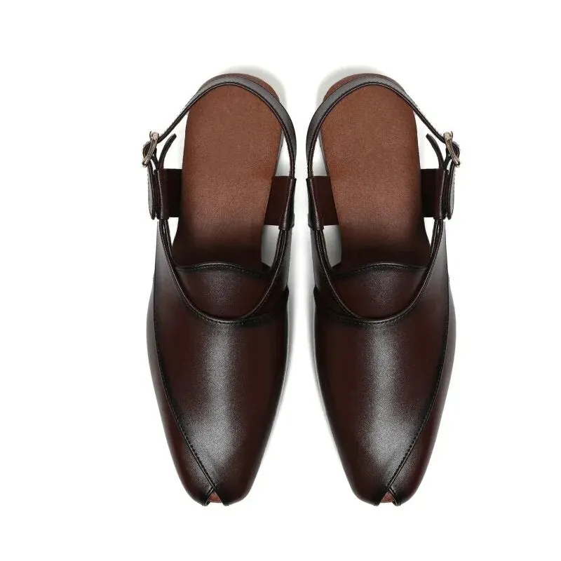 Solid Buckle Strap Mules Dress Shoes