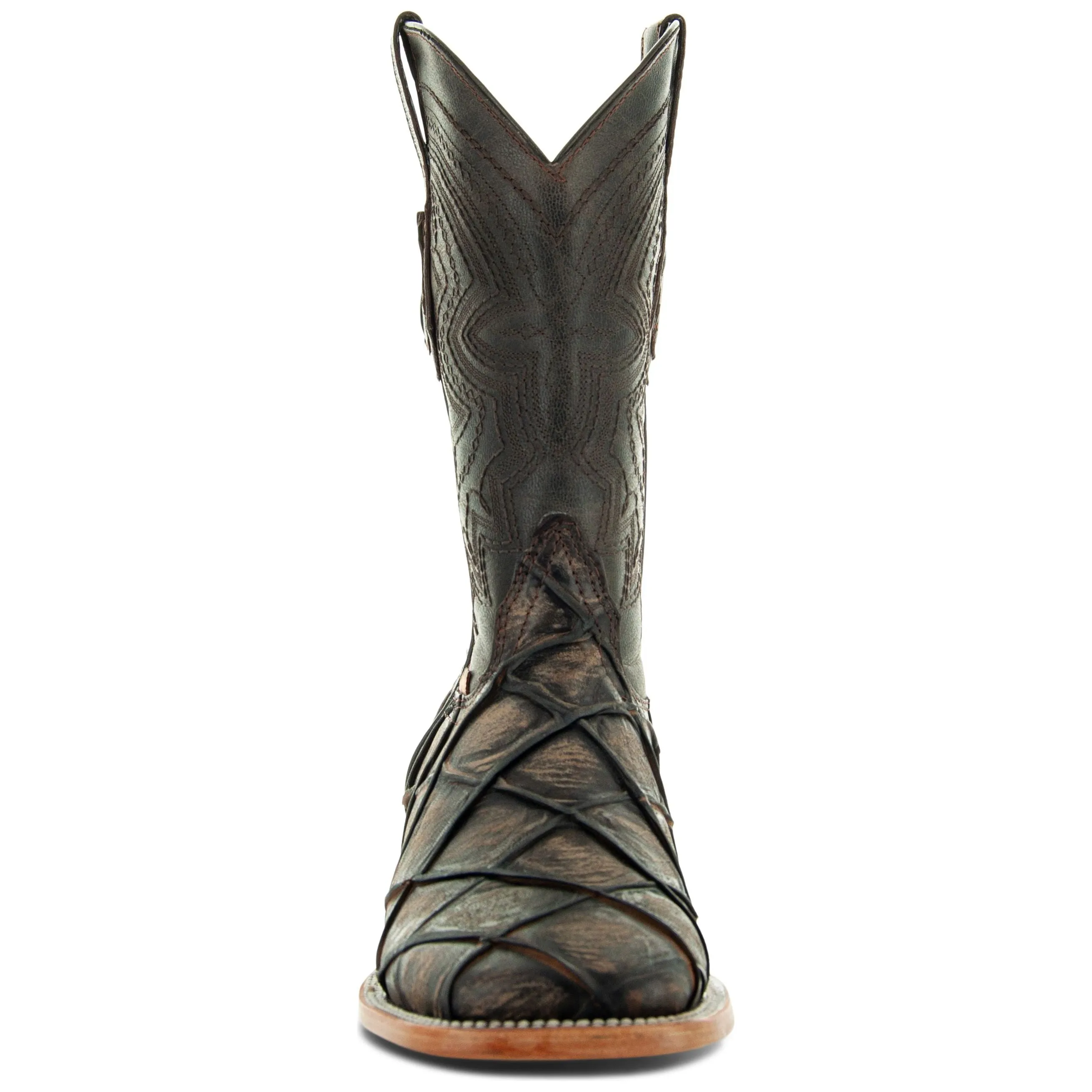 Soto Boots Mens Pirarucu Print Brown Cowboy Boots H50033