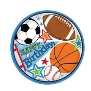 Sports Birthday 7in Plates - 8 Plates/Pack or 144 Plates/Case