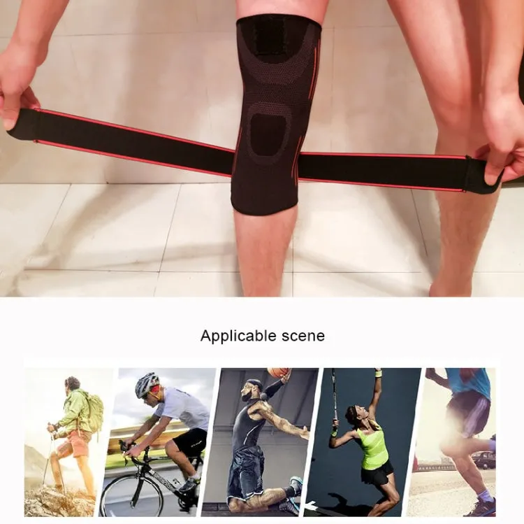 Sports High Elastic Shockproof Non-slip Silicone Knee Support Guards with Pressure Strip Size: L