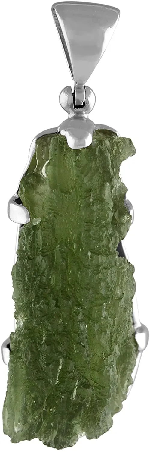 Starborn Natural Oblong Moldavite Sterling Silver Pendant 15-19ct