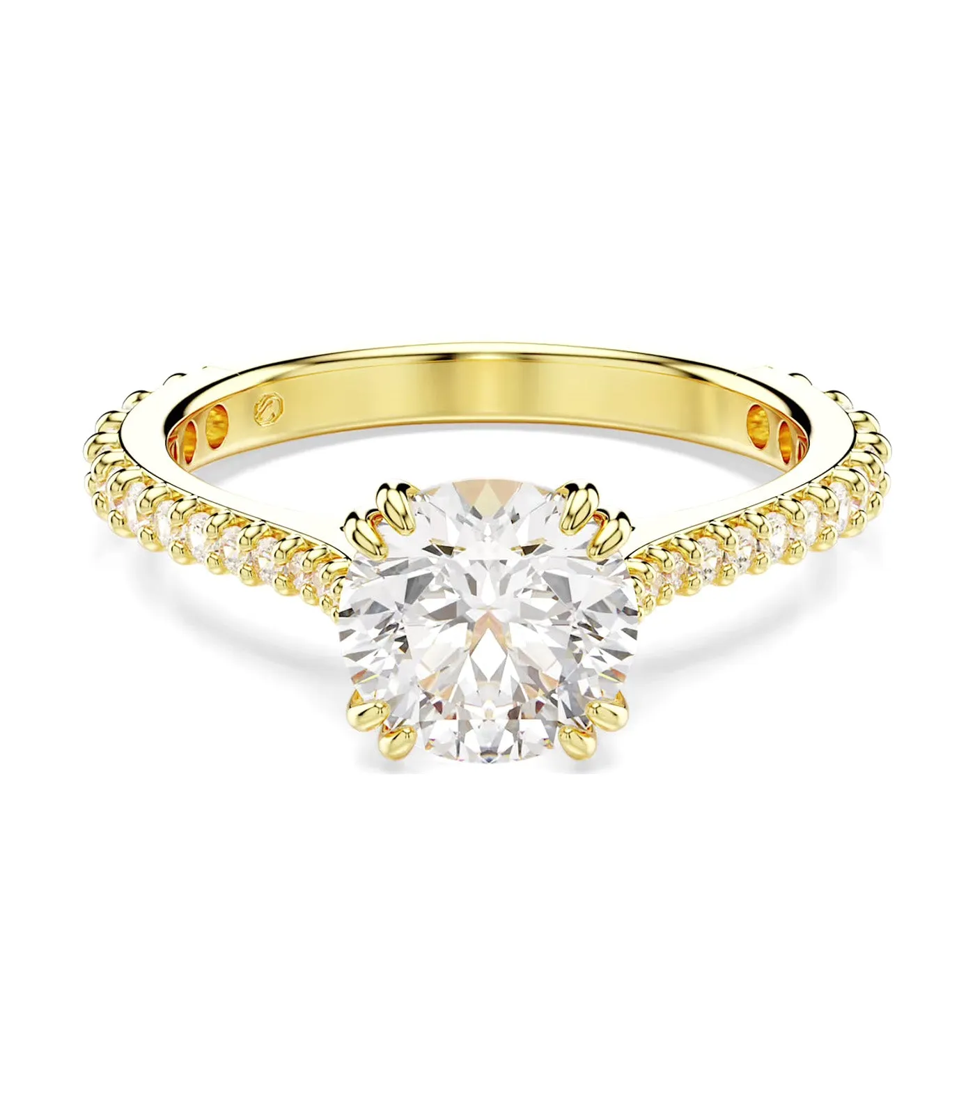 Stilla Ring Round Cut, White, Gold-Tone Plated