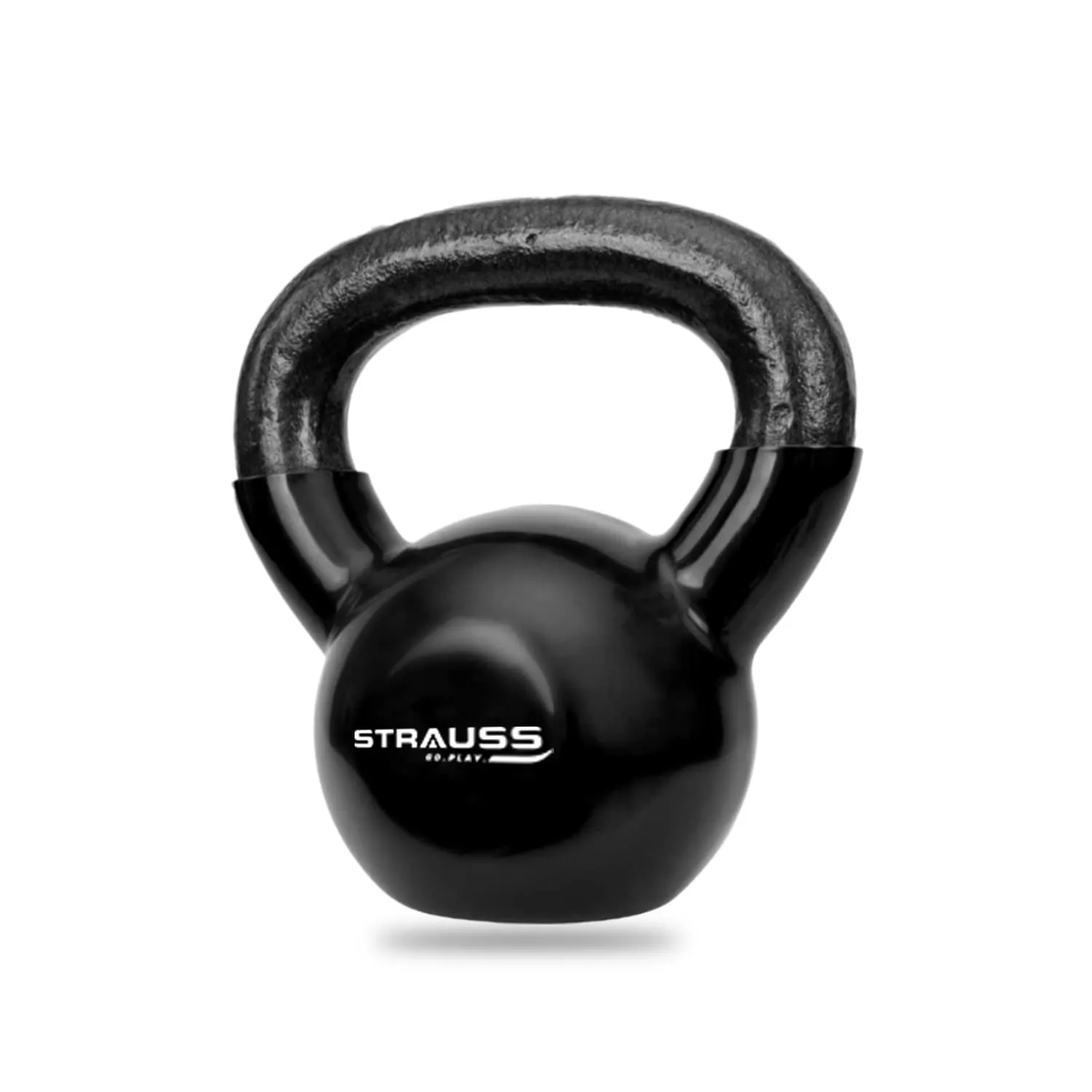 Strauss Premium Vinyl Kettlebell Weight for Men & Women | 8 Kg | Ideal for Home Workout, Yoga, Pilates, Gym Exercises | Non-Slip, Easy to Hold, Scratch Resistant (Black)