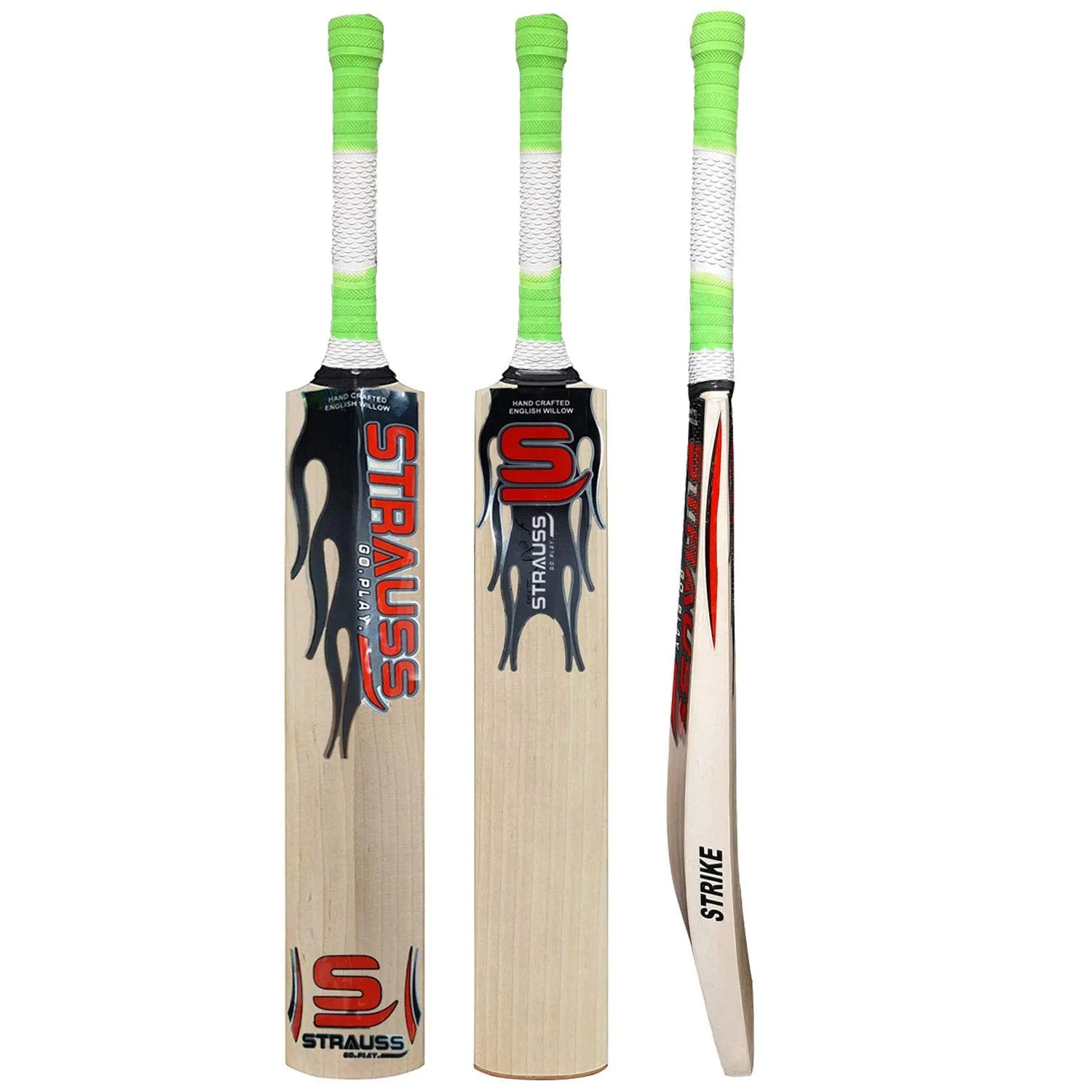 STRAUSS Strike Premium English Willow Cricket Bat, Short Handle| Handcrafted Lightweight Bat for Professional Matches,Powerful Shots,and Optimal Grip |Ideal for Pro Players, Training, and Tournaments