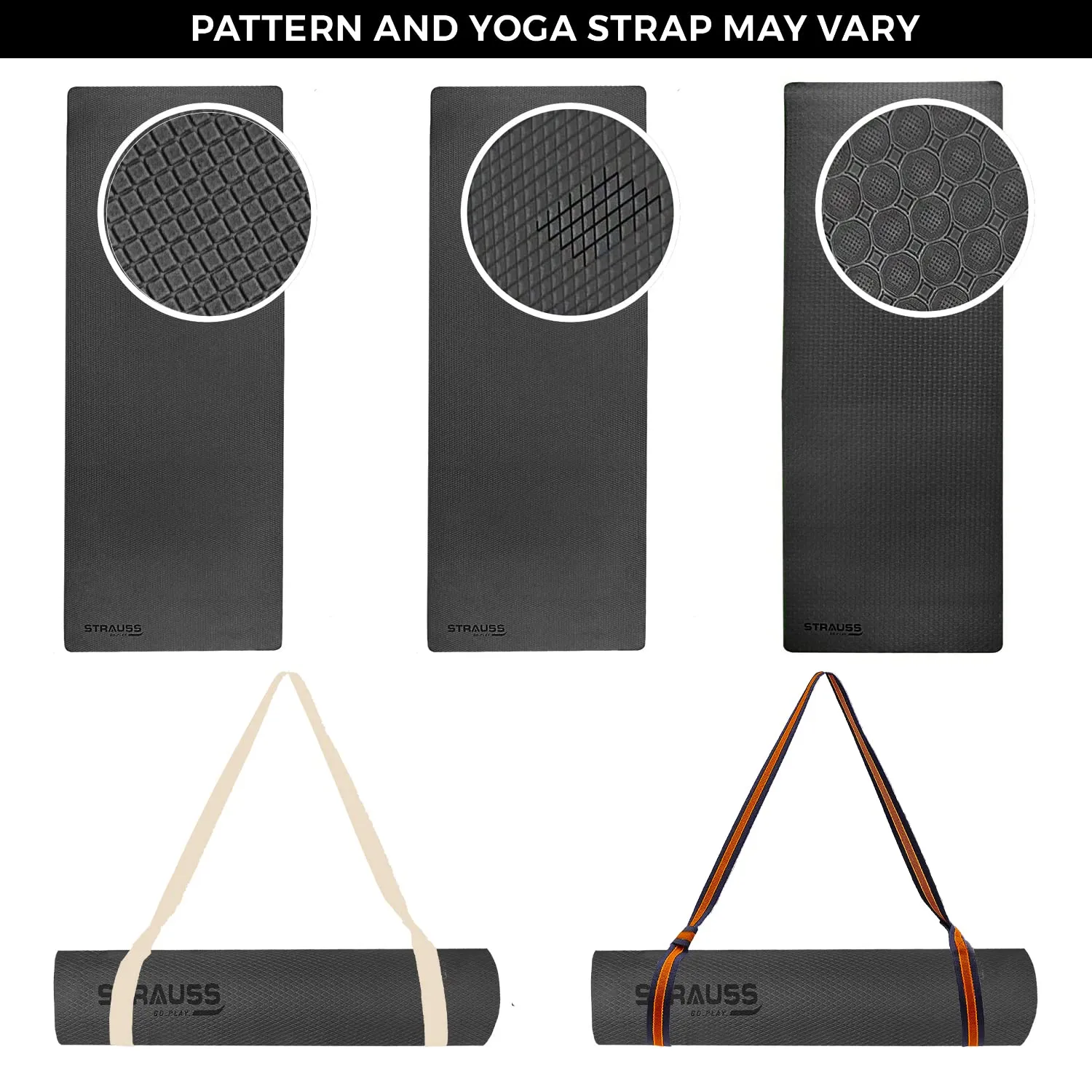 STRAUSS TPE Dual Layer Yoga Mat| Exercise Mat for Yoga,Pilates & Gym| Lightweight & Eco-Friendly Material | Yoga Mat for Women and Men |Ideal for Home Gym Workout |Includes Carry Strap | 4MM,(Black)