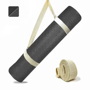 STRAUSS TPE Dual Layer Yoga Mat| Exercise Mat for Yoga,Pilates & Gym| Lightweight & Eco-Friendly Material | Yoga Mat for Women and Men |Ideal for Home Gym Workout |Includes Carry Strap | 4MM,(Black)