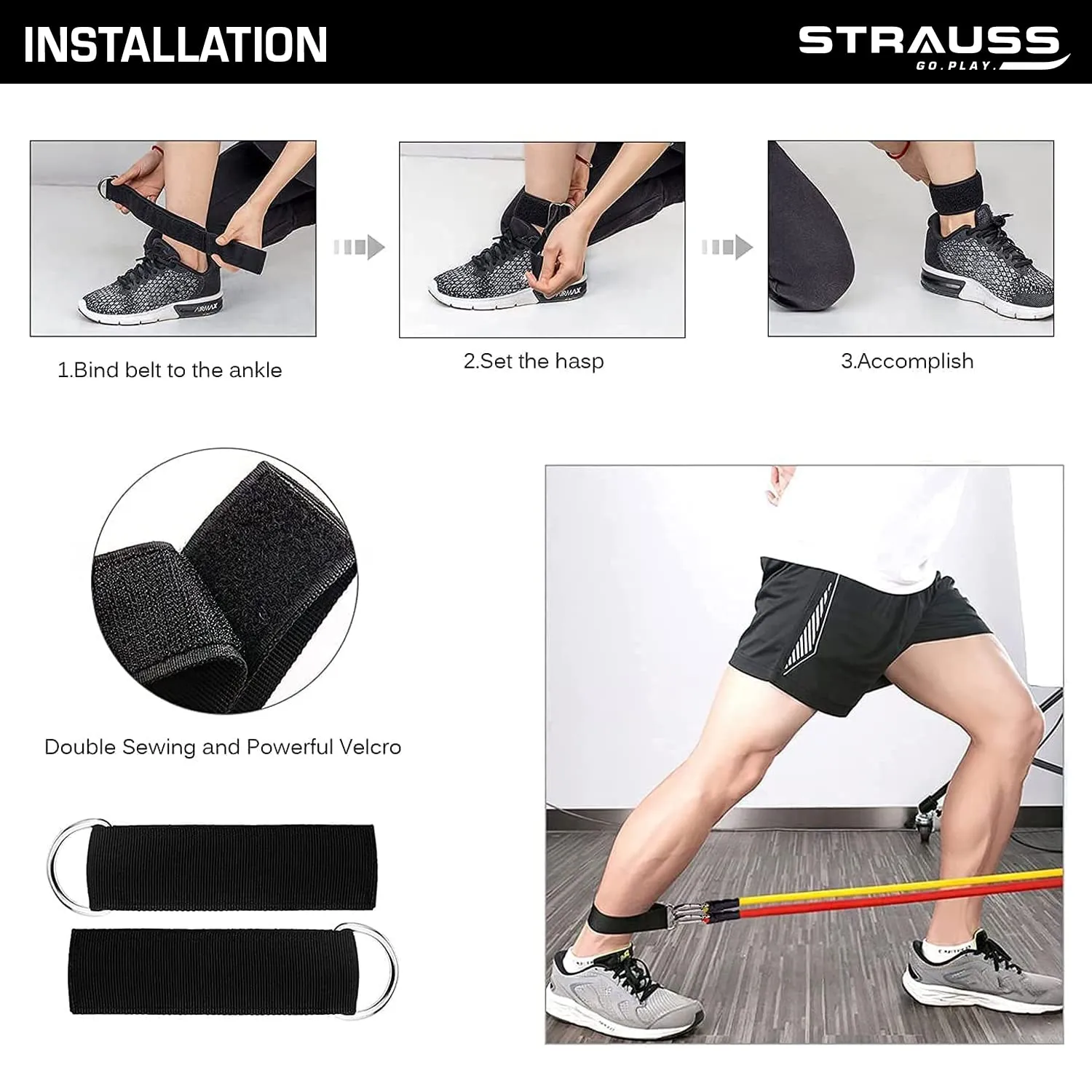 Strauss TPE Resistance Tubes with Door Anchor, Handles, Waterproof Carry Bag, Legs Ankle Straps | Ideal for Resistance Training & Physical Therapy | Exercise Bands for Gym & Home Workouts | Set of 5