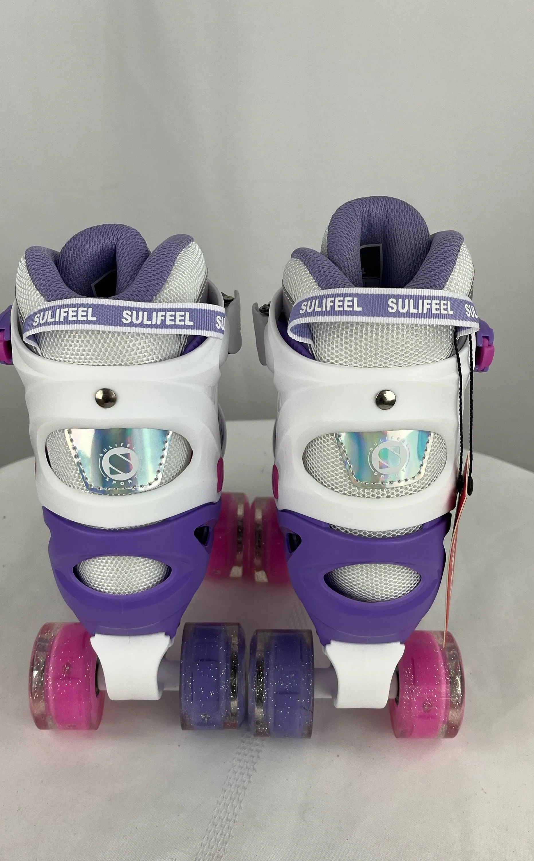 Sulifeel Rainbow Unicorn Multicolor Striped Light Up Roller Skates Kids 11-13C