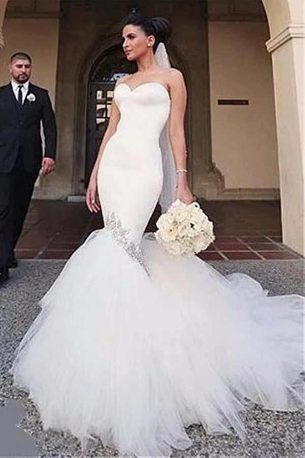 Sweetheart Neckline Memaid Wedding Dresses With Beading WD214