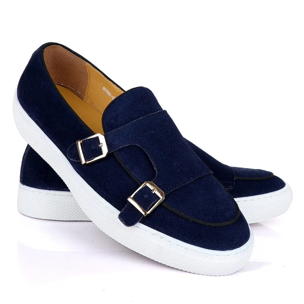 Terry Taylors Monk Double Strap Blue Suede Sneaker Shoe