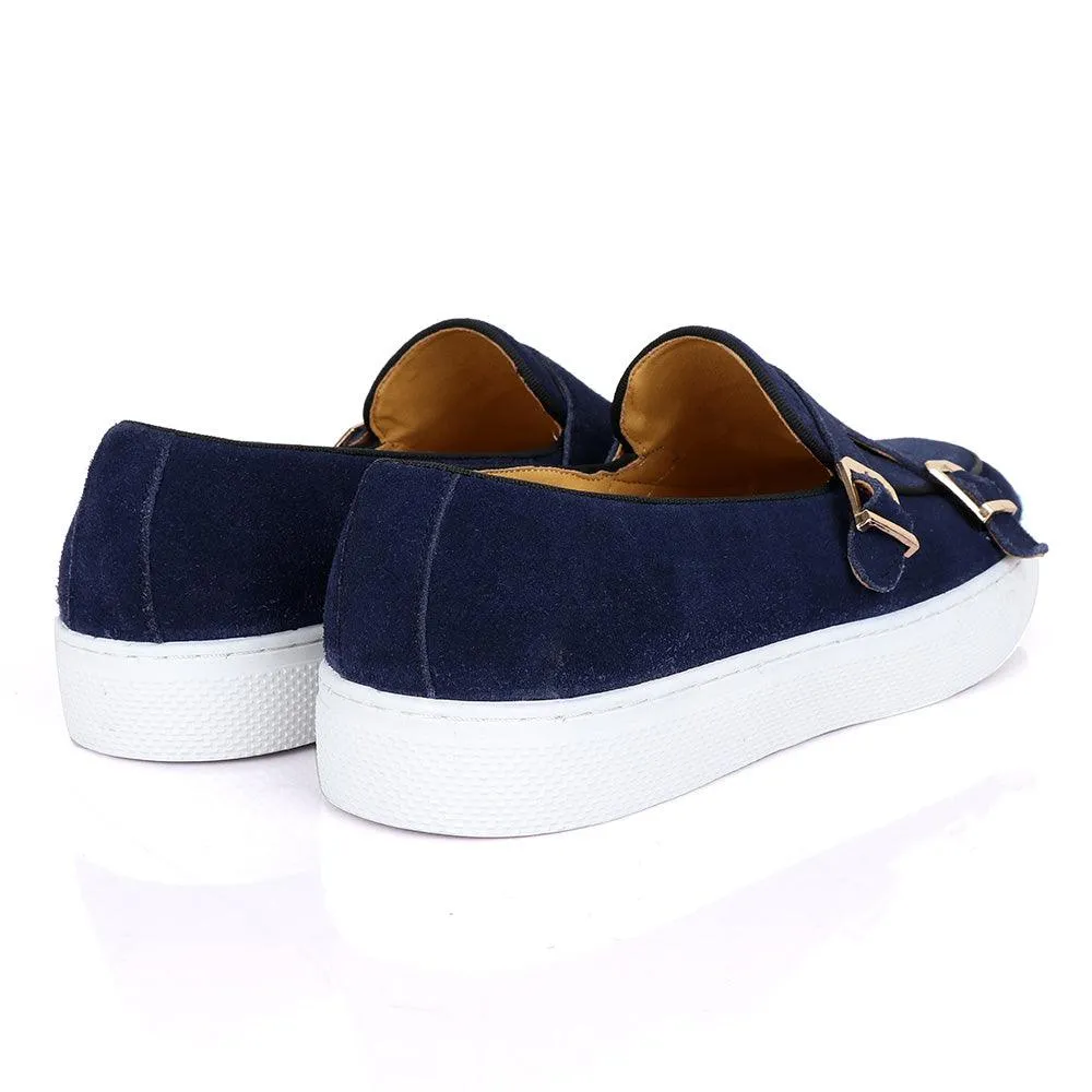 Terry Taylors Monk Double Strap Blue Suede Sneaker Shoe