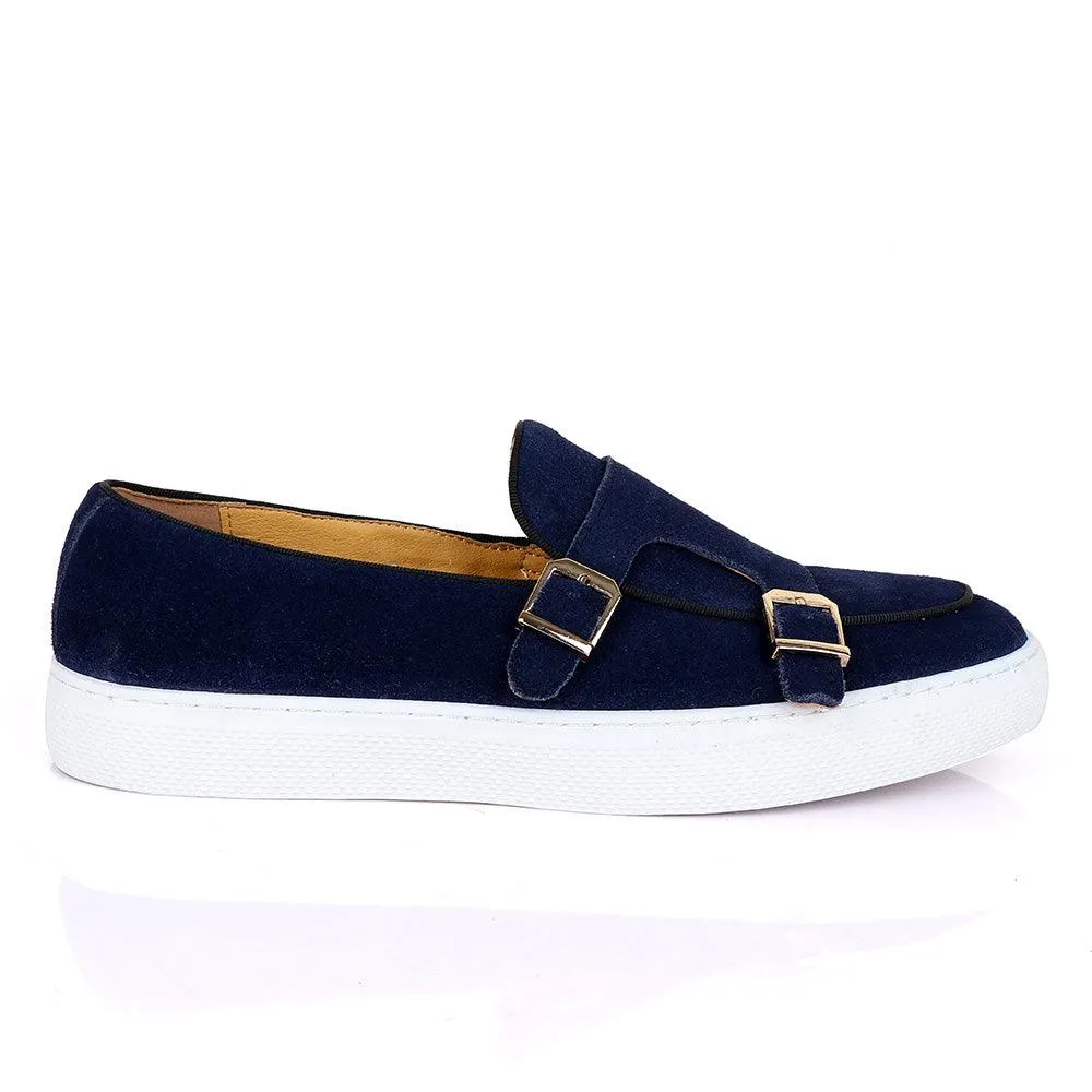 Terry Taylors Monk Double Strap Blue Suede Sneaker Shoe