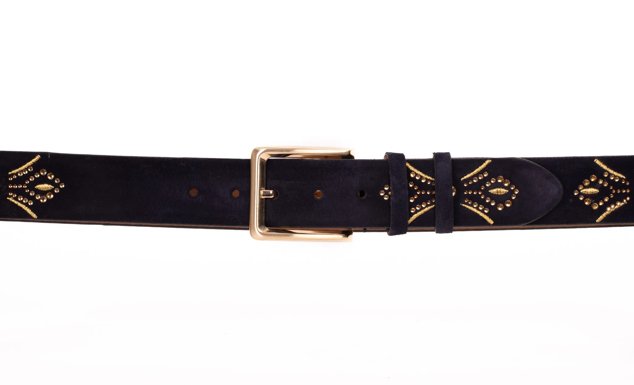 The Lazio Navy Blue Suede Leather Belt